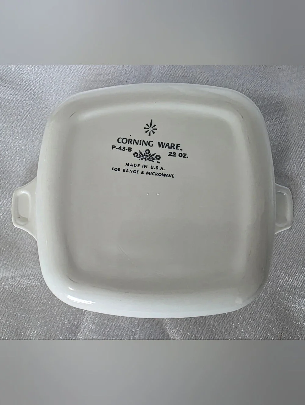 Corningware 22 Oz. White Square Ceramic Dish with Blue Gloral